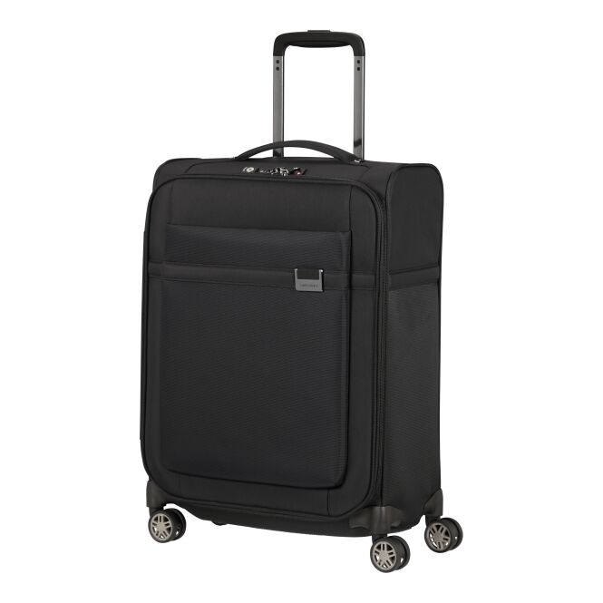 Mitarbeitergeschenk Koffer Samsonite Airea – schwarz – mit Logodruck 55cm Handgepäck aus Nylon idealer Reisebegleiter für Business