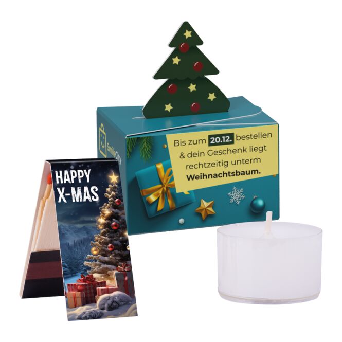 Firmengeschenk Lindt Geschenkbox Mini – weihnachten – mit bedrucktem Etikett als Weihnachtsgeschenk für Kunden und Partner