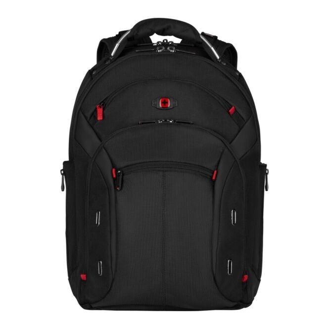 Mitarbeitergeschenk Rucksack Wenger Gigabyte – schwarz – mit Logo bestickt 16 Zoll mit Laptopfach, komfortabler Backpack für Außendienst