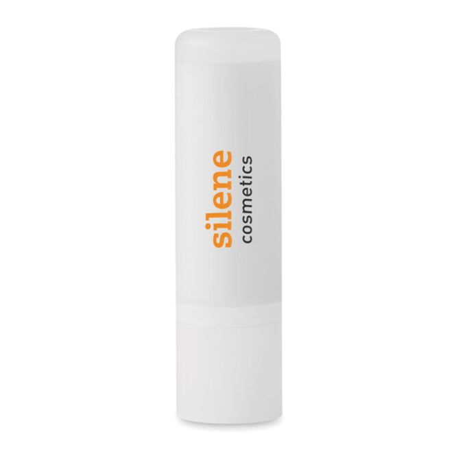 Werbeartikel Lippenpflege Gloss – weiss – mit Logo bedruckt, LSF15, schützende Lippenpflege als Giveaway für Winter-Promotion