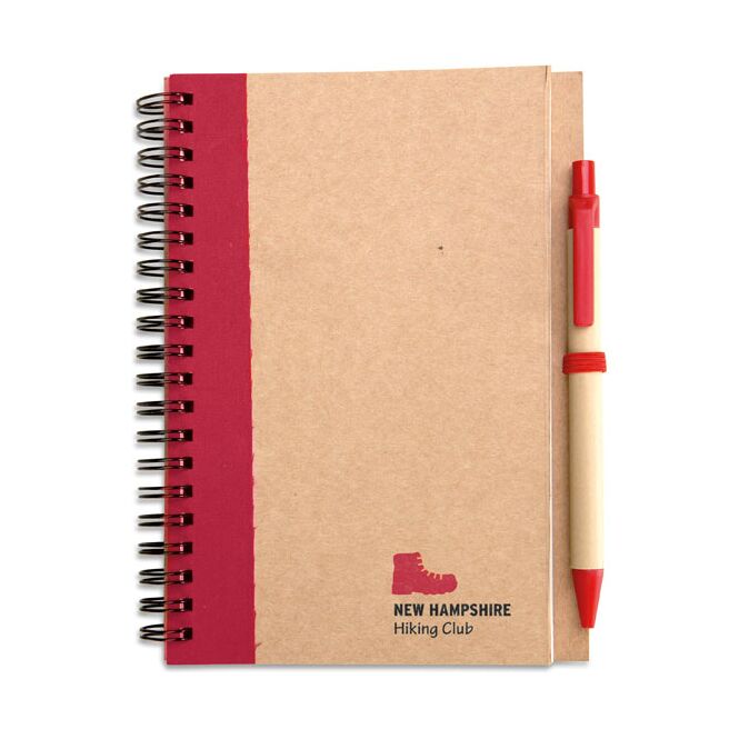 Mitarbeitergeschenk Notizbuch Recycelter Notizblock – rot – mit individuellem Werbedruck 70 Seiten recyceltes Papier nachhaltiges Journal