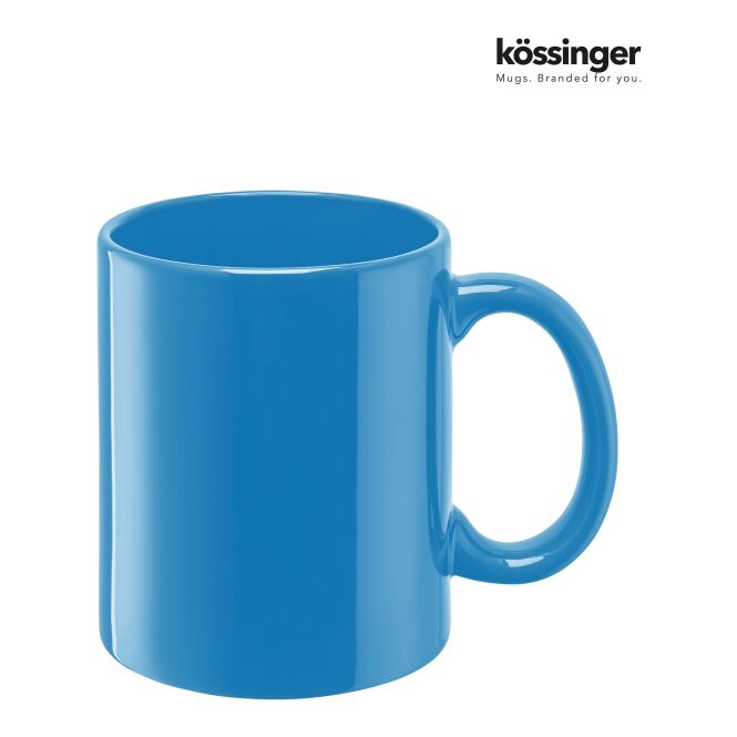 Werbeartikel Kössinger Carina Colour Kaffeebecher – blau – mit Logodruck für die Büroküche und als Firmengeschenk