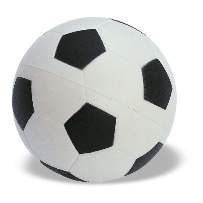 Werbeartikel Fußball Anti-Stress-Fußball – weiss schwarz – mit Logo bedruckt für die kommende WM 2026