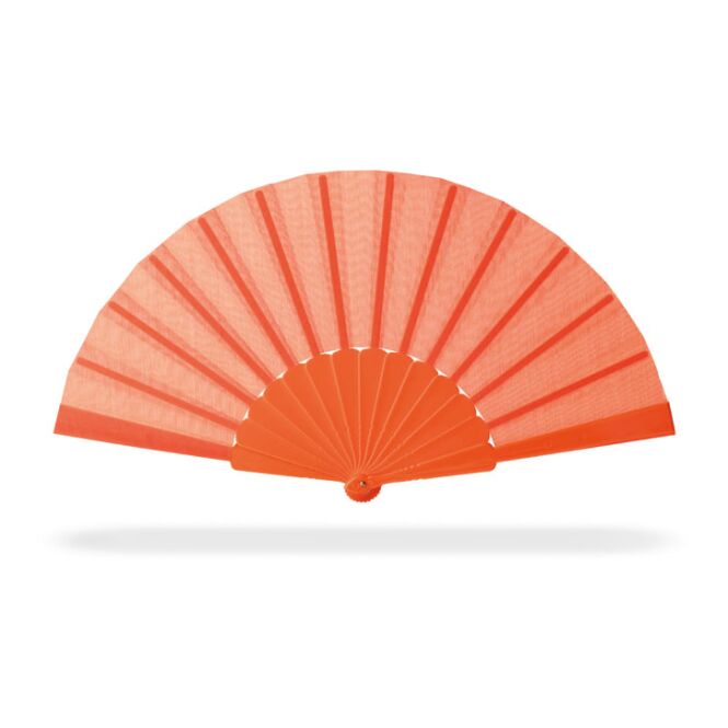 Werbeartikel Handfächer – orange – mit Logo bedruckt für Sommer-Promotions
