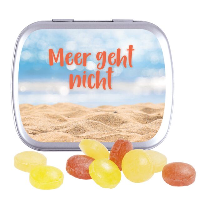 Streuartikel Klappdose Pfeffi – pfefferminze – mit individuellem Etikett 19 g als hochwertiges Werbegeschenk für Kunden auf Messen und Events