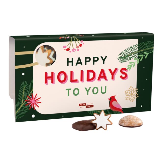 Firmengeschenk Haeberlein-Metzger Lebkuchenmischung – weiss – mit individuellem Etikett als Weihnachtsgeschenk für Kunden und Partner