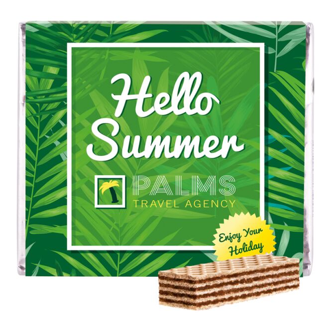 Premium-Werbeartikel Manner Original – haselnusswaffel – mit individueller Banderole 75 g für Geschäftspartner und Mitarbeiter als Werbemittel