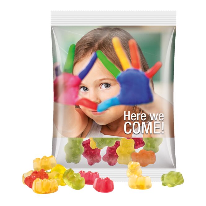 Streuartikel Fruchtgummi Trolli Maxitüte – transparent – mit Logo bedruckt, 50g, klimaneutrale Nascherei für Messen & Events