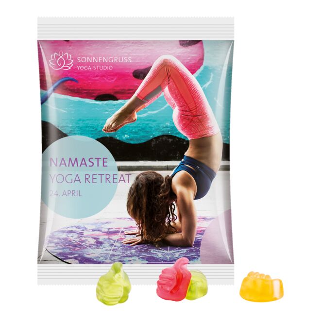 Werbeartikel Fruchtgummi Trolli 50g – weiss – mit Logo bedruckt leckeres Konfekt idealer Streuartikel für Messen & Events