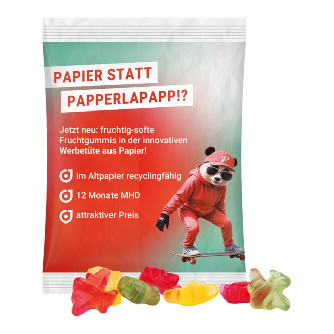 Werbeartikel Fruchtgummi Trolli 50g – weiss – mit Logodruck, klimaneutral, idealer Streuartikel für Messen & Events