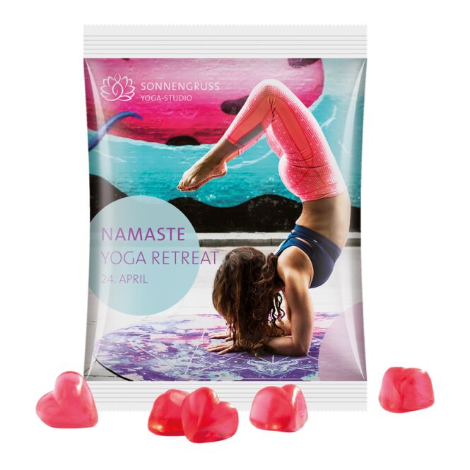 Werbeartikel Fruchtgummi Trolli 50g – weiss – mit Logo bedruckt 50g Süsswaren für Messen & Events