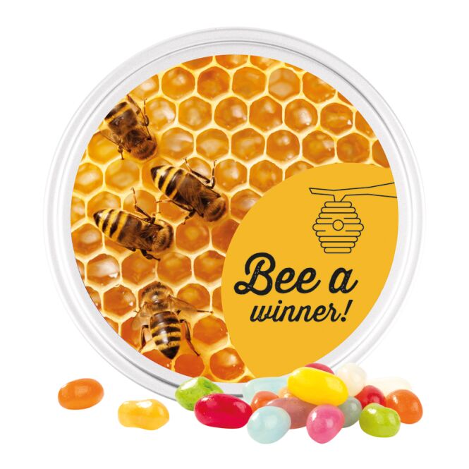 Streuartikel nearBees Honigbiene Bonbons – honig – mit individuellem Etikett 50g als Werbemittel für potenzielle Kunden auf Messen und Events