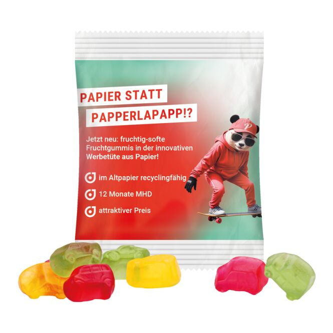 Streuartikel Trolli Fruchtgummi Minitüte – bunt gemischt – mit individuellem Etikett 15g Werbeartikel für Messen und Events an Kunden