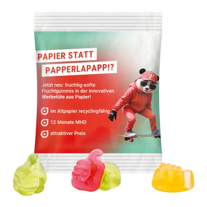 Streuartikel Trolli Fruchtgummis Standardformen – bunt gemischt – mit individuellem Werbeaufdruck 15 g für Messebesucher und Events