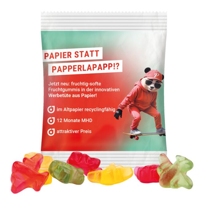 Streuartikel Trolli Fruchtgummis Standardformen – bunt gemischt – mit individueller Banderole 15 g für Messen und Events für Geschäftspartner