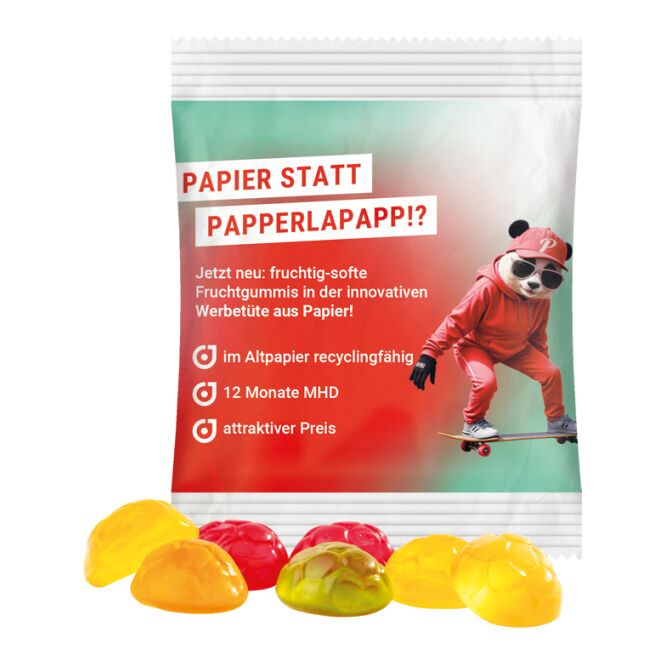 Streuartikel Trolli Fruchtgummis Standardformen – bunt gemischt – mit Werbeaufdruck 15 g als süßer Werbeartikel für Messen und Kunden