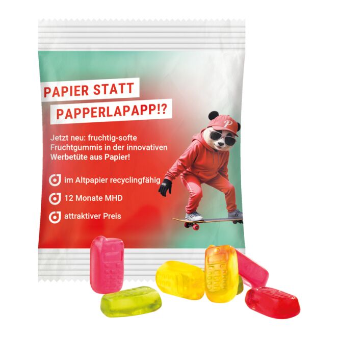 Werbeartikel Trolli Fruchtgummi Minitüte – bunte fruchtsaft-gummibärchen – mit individuellem Werbeaufdruck 15 g für Messen und Events
