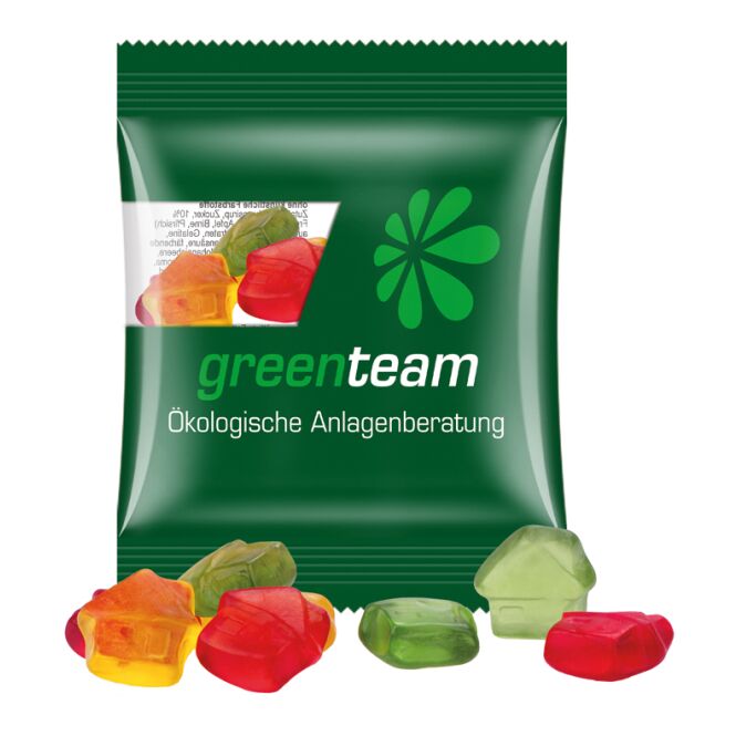 Streuartikel Trolli Fruchtgummi Minitüte – bunt gemischt – mit individuellem Etikett 15g für Messen und Events an potenzielle Kunden