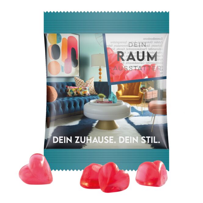 Streuartikel Trolli Fruchtgummi Minitüte – bunt gemischt – mit individuell bedrucktem Etikett 15 g als süßes Werbemittel für Ihre Kunden