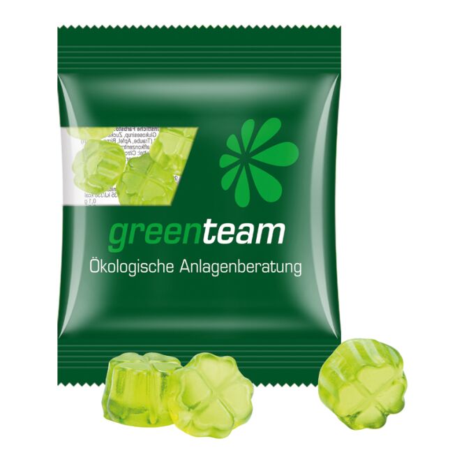Streuartikel Trolli Fruchtgummi Minitüte – bunt gemischt – mit individuellem Etikett 15 g als ideales Werbemittel für Messen und Events