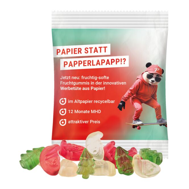 Streuartikel Trolli Fruchtgummi Weihnachtsmischung – weihnachtliche formen – mit individuell bedrucktem Etikett 10 g als Weihnachtsgeschenk für Kunden und Partner