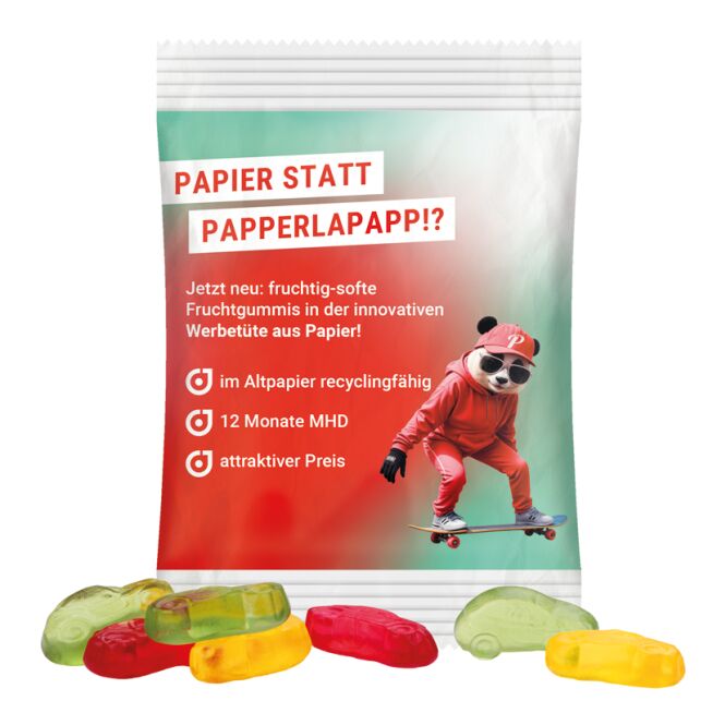 Streuartikel Trolli Fruchtgummi Standardformen – fruchtiger geschmack – mit Werbeaufdruck 15 g für Messen und Events an potenzielle Kunden