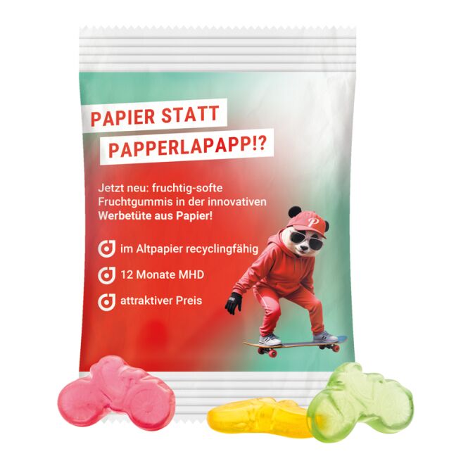 Streuartikel Trolli Fruchtgummi Standardformen – weiss – mit Logo bedruckt 15 g für Messen und Events an potenzielle Kunden und Partner