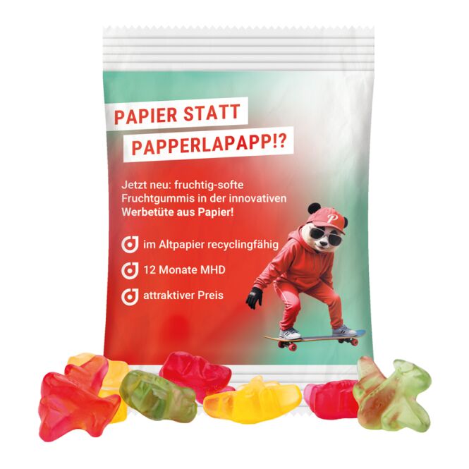 Werbeartikel Trolli Fruchtgummi – standardformen – mit individuellem Etikett 15 g für Messen und Events für potenzielle Kunden und Partner