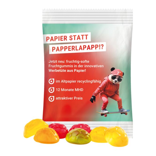 Streuartikel Trolli Fruchtgummi Standardformen – weiss – mit Logo bedruckt 15 g für Messen und Events zur Kundengewinnung und Mitarbeiterbindung