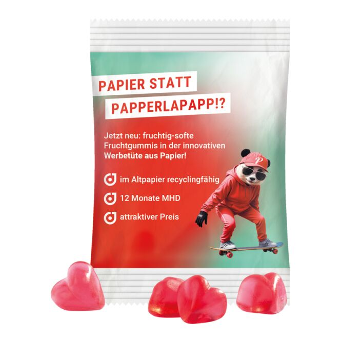 Streuartikel Trolli Fruchtgummi Standardformen – fruchtig – mit individuellem Etikett 15 g für Messen und Events für potenzielle Kunden