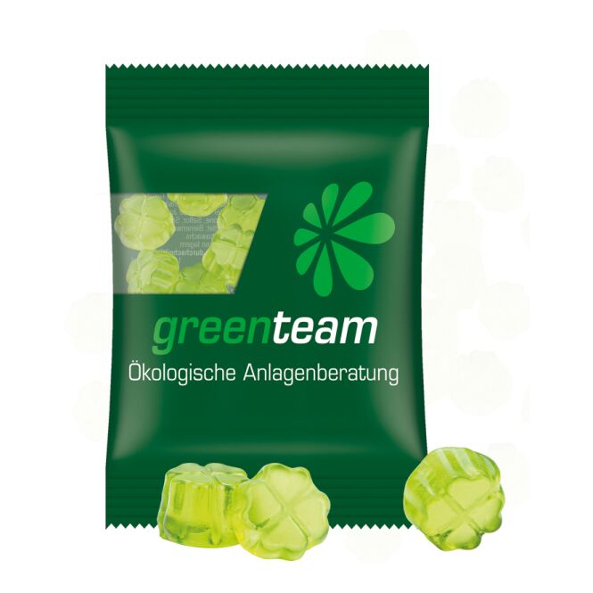 Streuartikel Trolli Fruchtgummi Standardformen – transparent – mit Logo bedruckt 15 g für Messen und Events an potenzielle Kunden