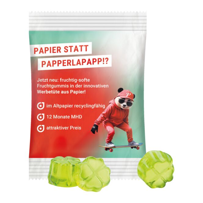Streuartikel Trolli Fruchtgummi Standardformen – weiss – mit Logo bedruckt 15 g für Messen und Events für potenzielle Kunden und Partner