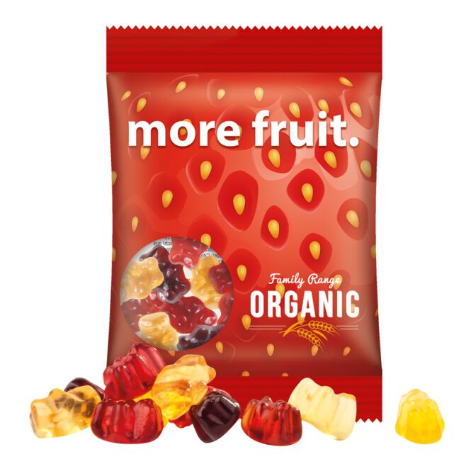 Streuartikel Trolli Fruchtgummibärchen – mit 30 % fruchtsaft – mit individuell bedrucktem Etikett 15 g für Messen und Events an Kunden