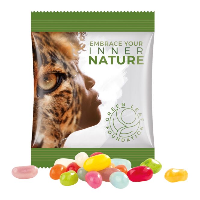 Werbeartikel American Style Jelly Beans – american style – mit Logo bedruckt 10 g für den professionellen Einsatz auf Messen und Events