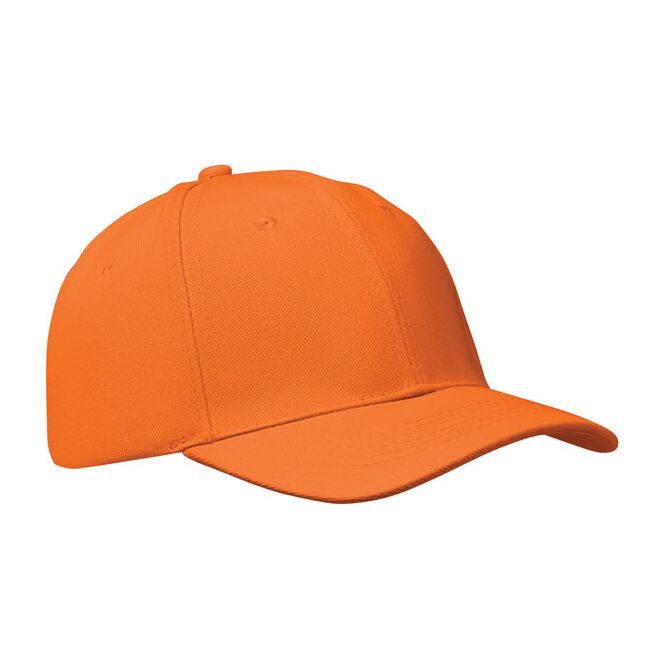 Werbeartikel 6-Panel-Baseball-Cap aus Baumwolle – orange – mit Logo bedruckt für Messen & Promotion