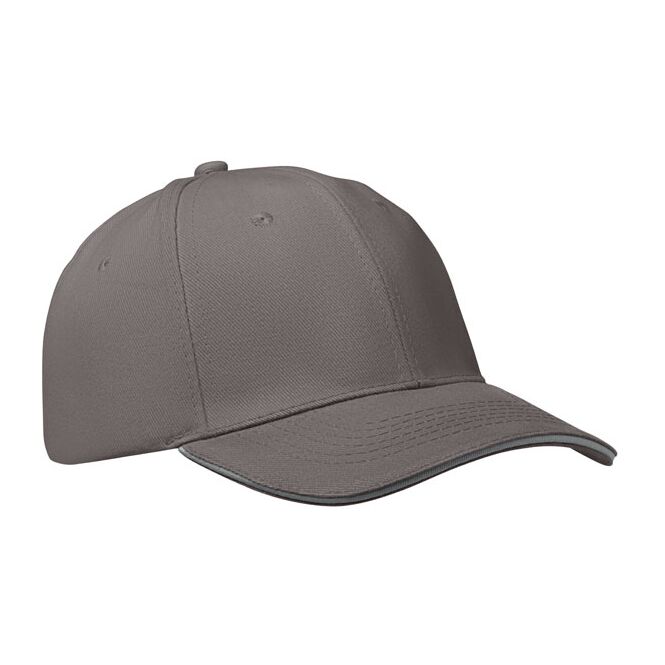Firmengeschenk 6-Panel-Baseball-Cap aus Baumwolle – dunkelgrau – mit Logo bedruckt für Messen & Promotion