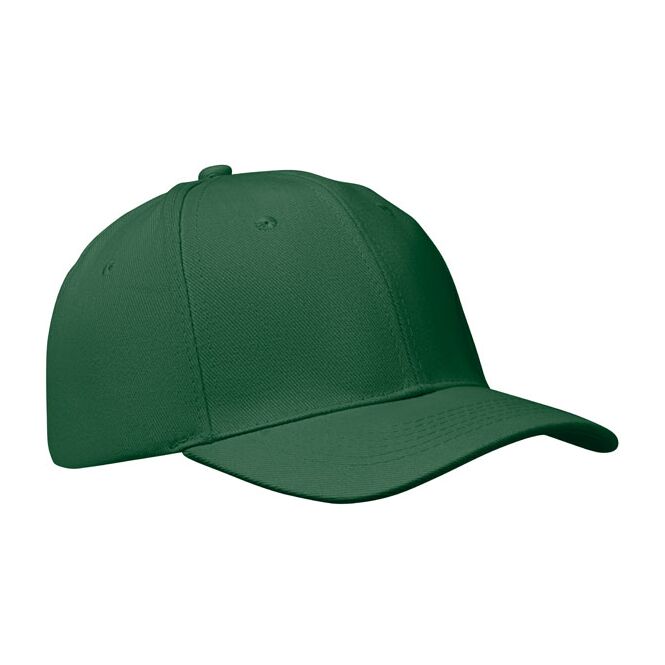Premium-Werbeartikel 6-Panel-Baseball-Cap aus gebürsteter Baumwolle – dunkelgrün – mit Logo bedruckt für Messen & Promotion