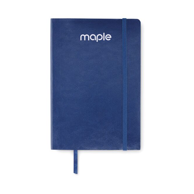 Firmengeschenk Notizbuch DIN A5 – blau – mit Werbedruck 81% rPET 19% PU 160 Seiten nachhaltiges Journal für grünes Firmenimage