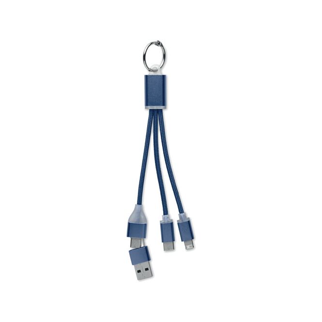 Streuartikel 4in1 Ladekabel Typ-C – marineblau – mit Logo bedruckt für Technik-Messen und den Büroalltag