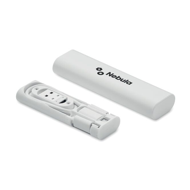 Werbeartikel 9in1 Kabel-Set – weiss – bedruckbar, mit Typ-C Datenkabel, Adaptern und SIM-Speicher für das professionelle Büro-Setup