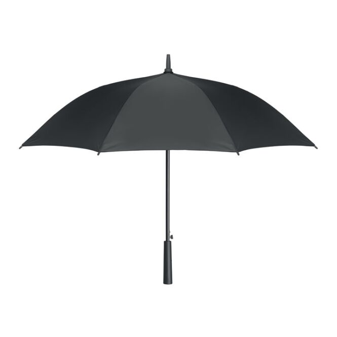 Firmengeschenk Automatikschirm 23" – schwarz – mit individuellem Logodruck sturmfest mit Fiberglasgestell für Hotellerie & Gastronomie