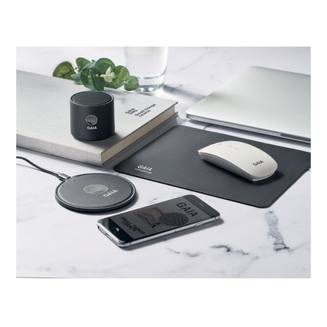 Kundengeschenk Bluetooth Lautsprecher 5.0 – schwarz – mit Logo bedruckt nachhaltig 3W 3h Spielzeit für das Mitarbeiter-Onboarding