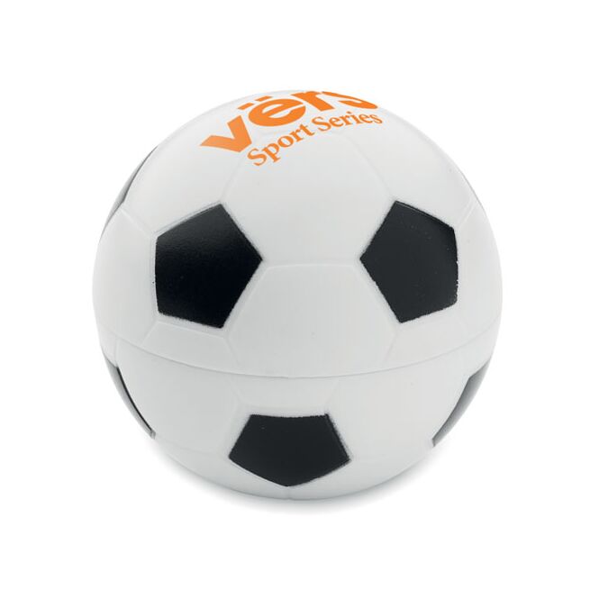 Werbeartikel Lippenbalsam Fussball – weiss schwarz – mit Logo bedruckt SPF10 Vanille für Sportevents & Turniere