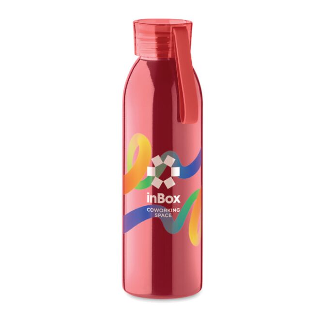 Werbeartikel Edelstahlflasche 650ml – rot – mit Logo bedruckt 650 ml aus Edelstahl für Sportevents & Turniere