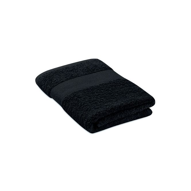 Kundengeschenk Handtuch Organic Cotton 50x30 cm – schwarz – mit edlem Stick für das Sommerfest