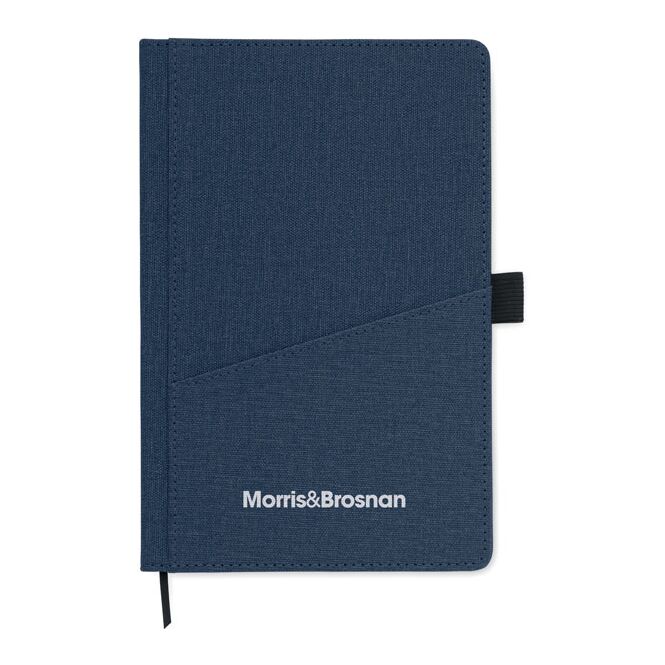 Firmengeschenk Notizbuch DIN A5 – blau – mit individuellem Werbedruck 160 S. Recyclingpapier mit Hardcover nachhaltiges Journal