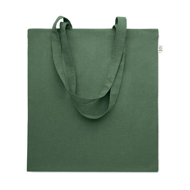 Firmengeschenk Einkaufstasche Baumwoll-Mix – dunkelgrün – mit Logo bedruckt 70% recycelt 140g/m² nachhaltige Tragetasche CSR