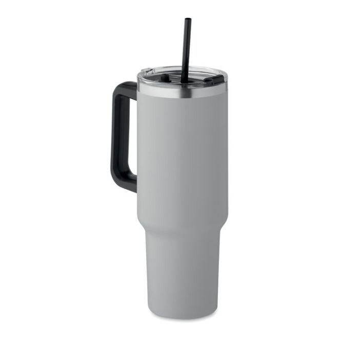 Mitarbeitergeschenk Trinkbecher MO2327 – grau – mit Logodruck 1200 ml nachhaltiger Edelstahl vakuumisoliert für Mitarbeiter-Onboarding