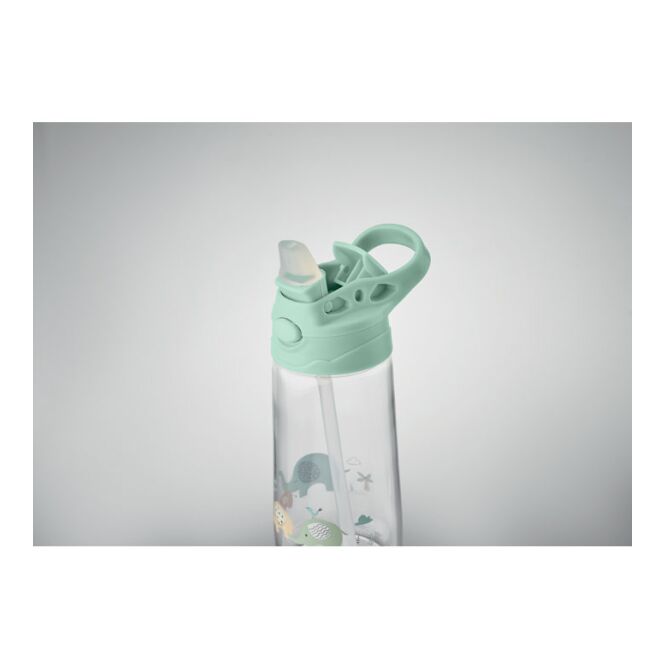 Giveaway Trinkflasche Tritan 450 ml – grün – mit Logo bedruckbar auslaufsicher mit Trinkhalm für Sportevents & Turniere