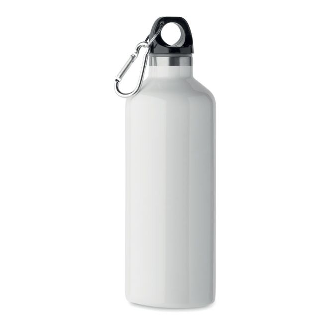 Kundengeschenk Trinkflasche Edelstahl 500ml – weiss – mit Lasergravur 90% recycelt auslaufsicher nachhaltige Mehrwegflasche für CSR